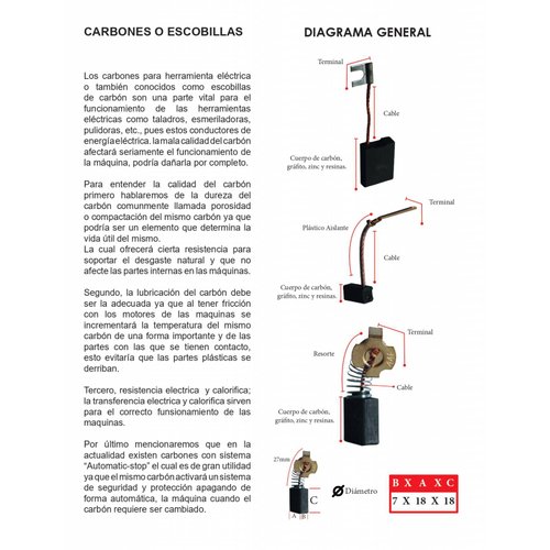 Carbon Generico para Taladro Bosch Magnum 2 Pzs CA-16 Avante