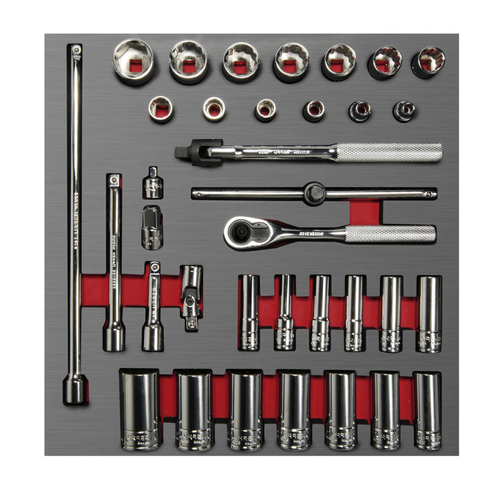 Juego Dados Y Accesorios Métricos 35 Piezas 3/8 Urrea 