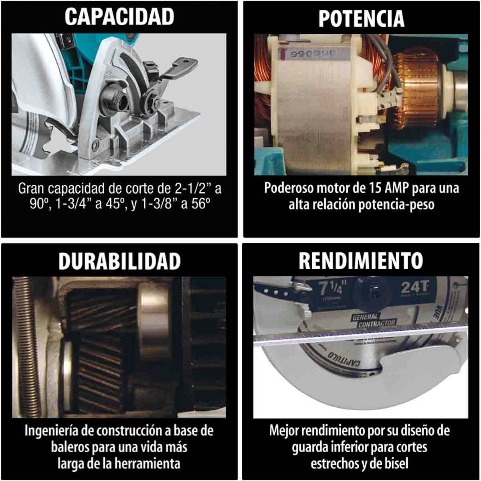 Sierra Circular 7 1/4 In 5800 Rpm 15A 1800W + Estuche Makita