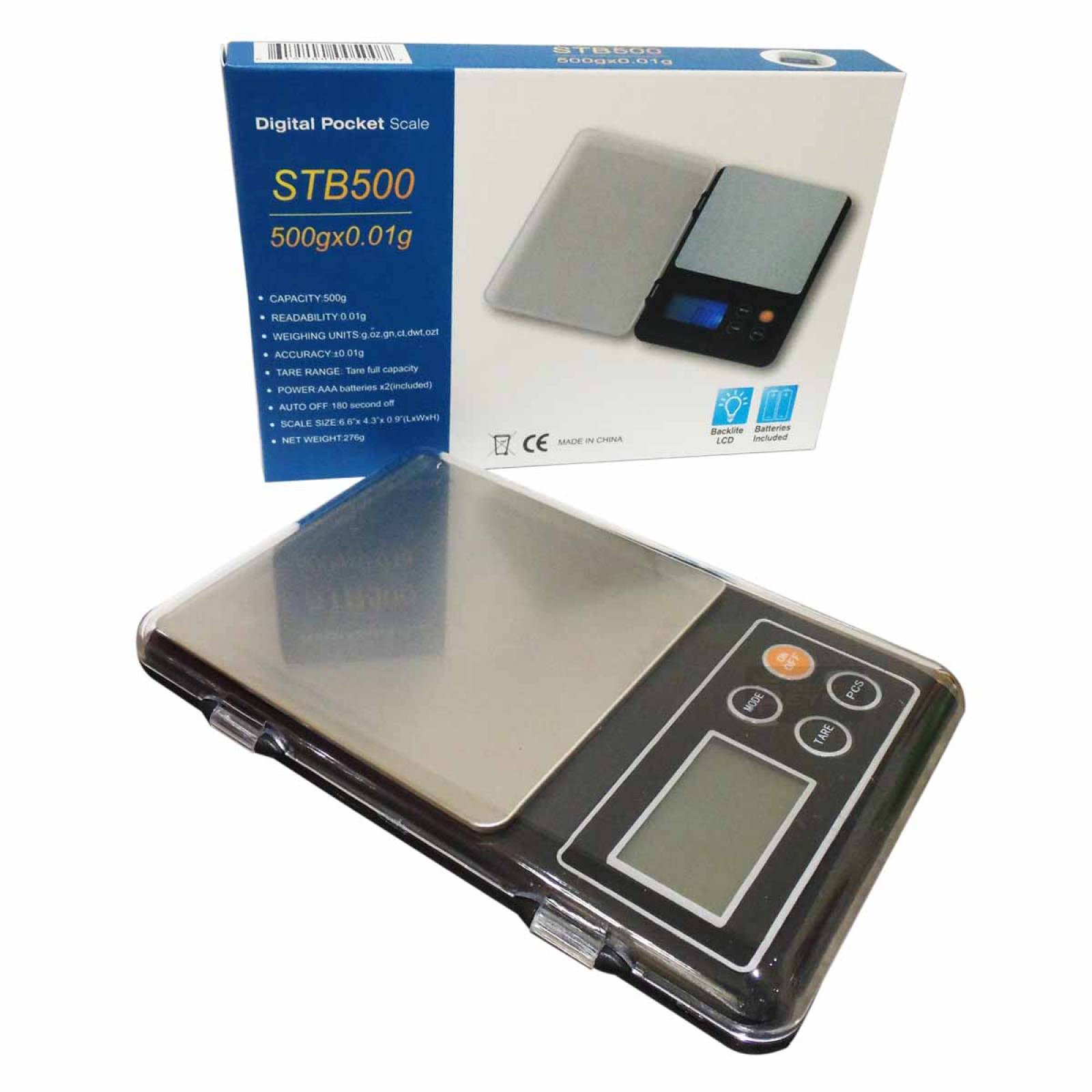 Bascula Lcd Compacta Digital 500 A 0.01 Gr De Pilas Stb Obi 