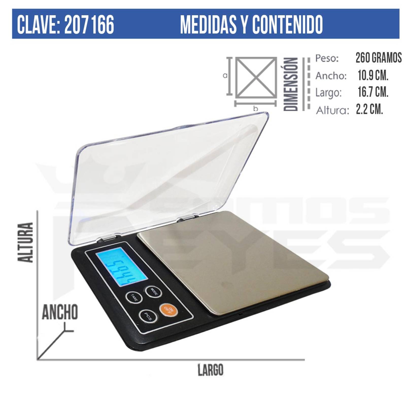 Bascula Lcd Compacta Digital 500 A 0.01 Gr De Pilas Stb Obi 