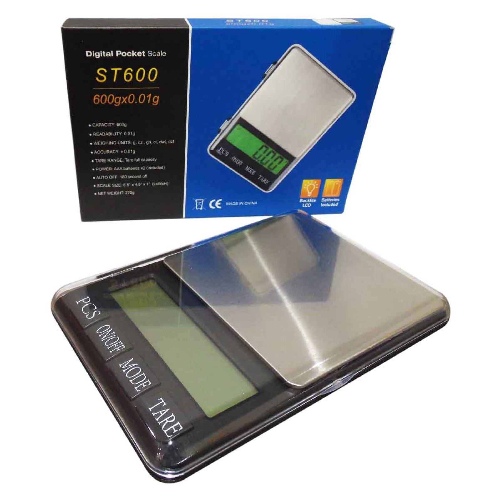 Bascula Lcd Compacta Digital 600 a 0.01 Gr De Pilas ST OBI