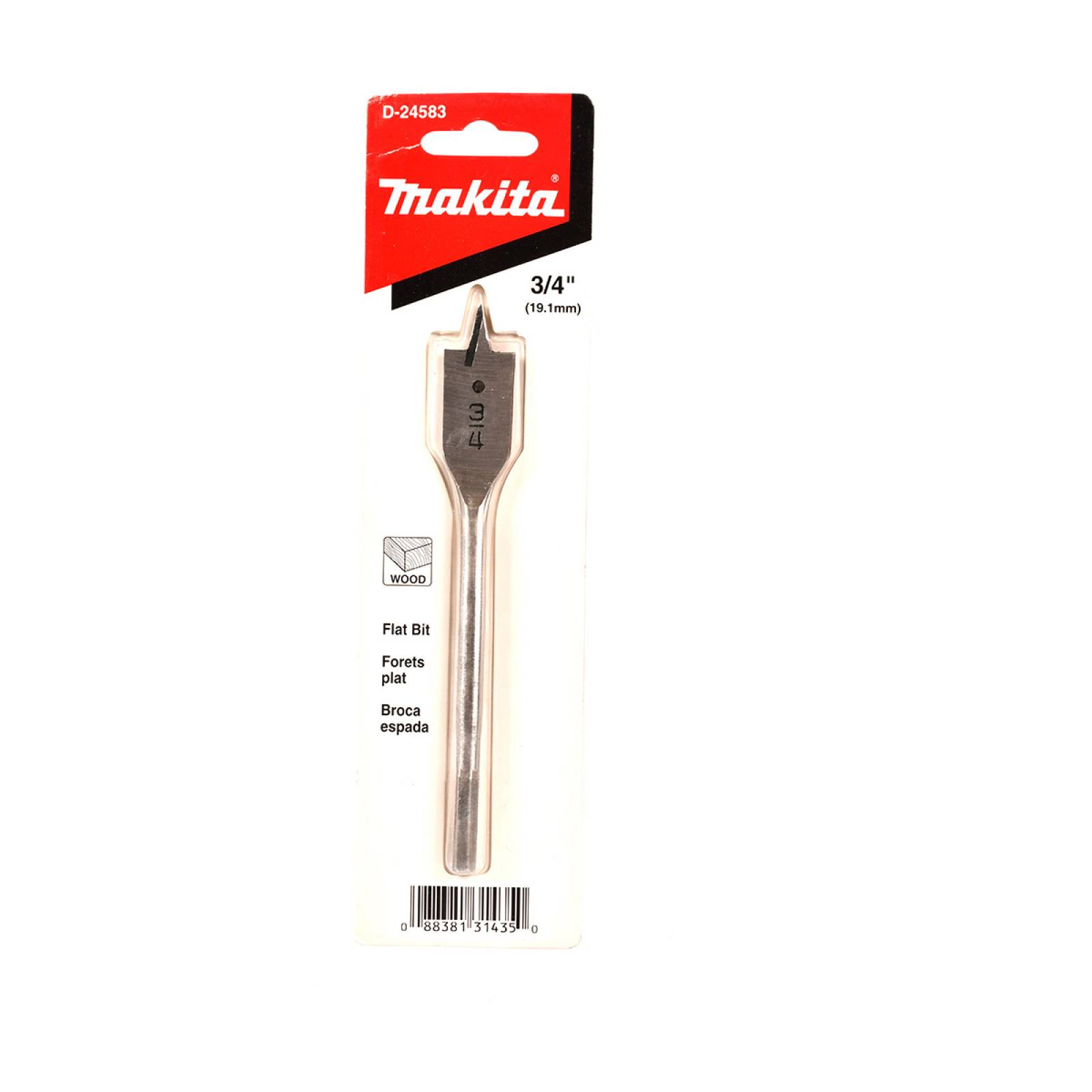 Broca Plana Manita Espada 3/4 In X 6 In Para Madera Makita