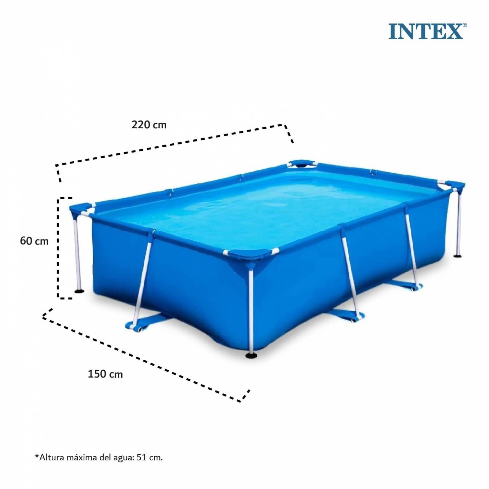 Piscina Alberca Hogar Rectangular 220 X 150 X 60 Cm Intex 