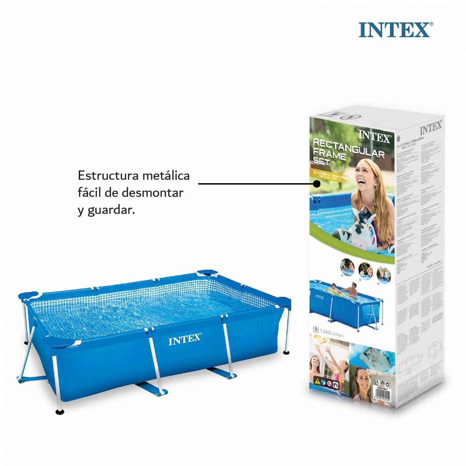 Piscina Alberca Hogar Rectangular 220 X 150 X 60 Cm Intex 