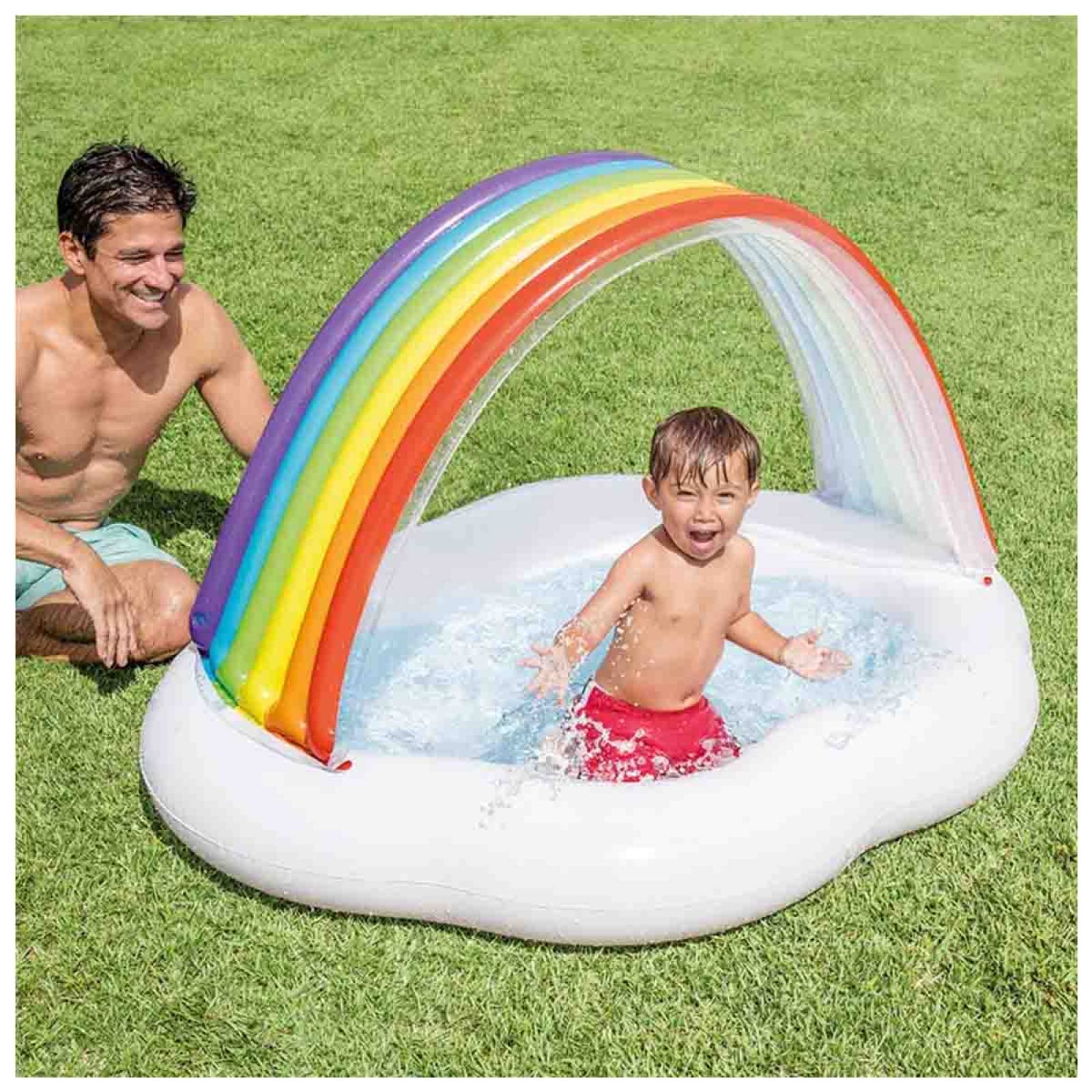 Alberca Inflable Nube Techo Arcoiris De Bebe Hogar Intex 