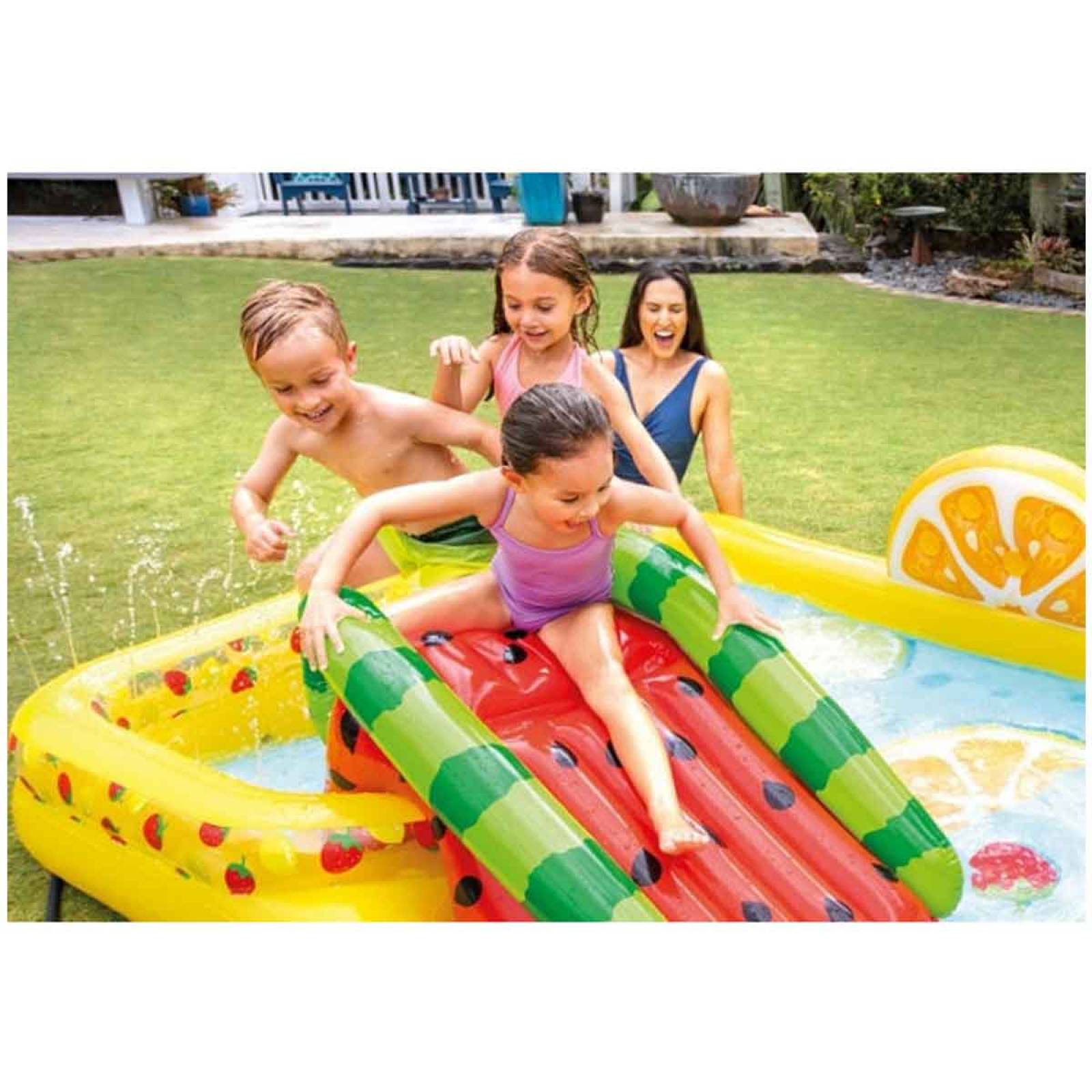 Juego Alberca Acuatico Inflable Tobogan Frutas Hogar Intex 