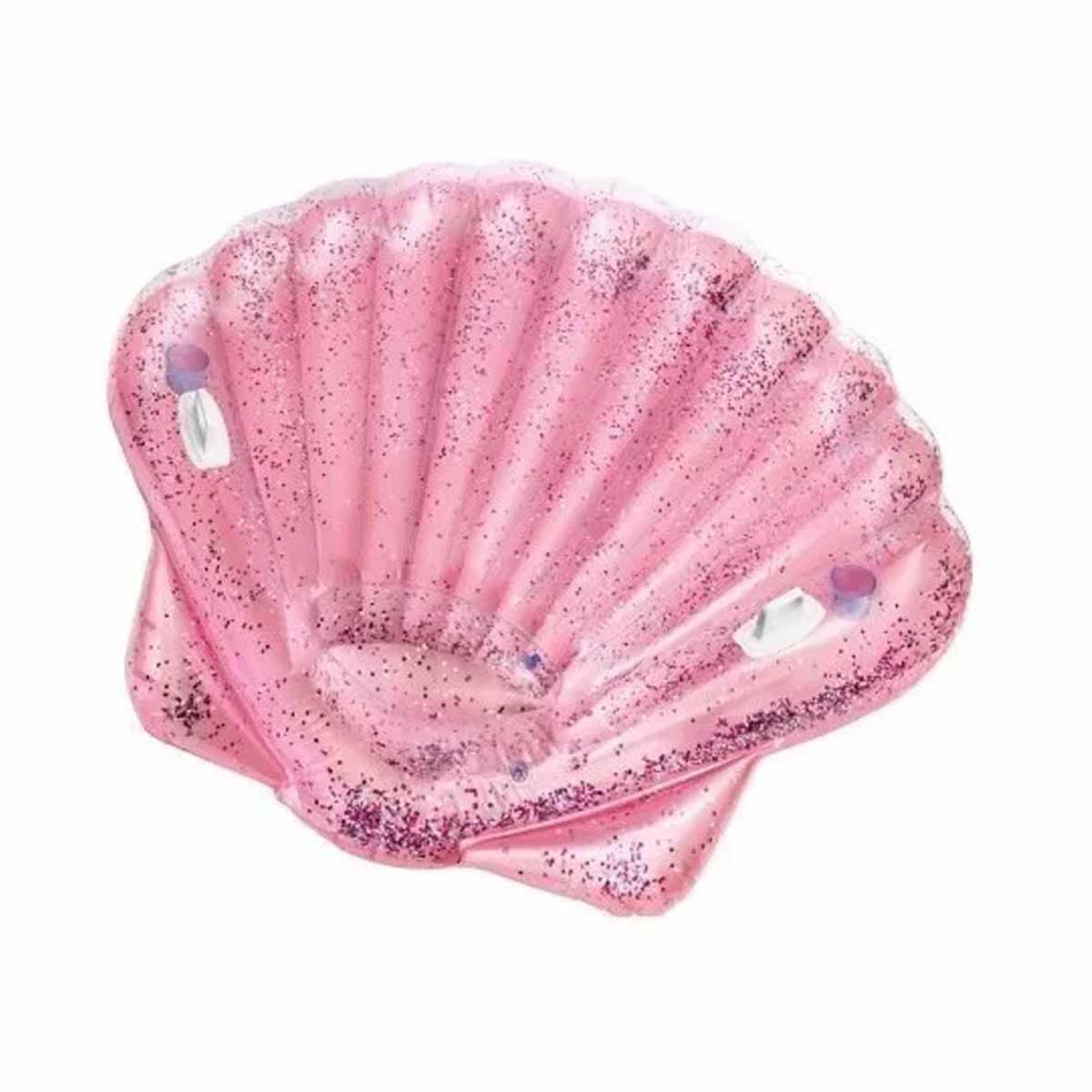 Almeja Concha Rosa Inflable Alberca Glitter Playa Intex 