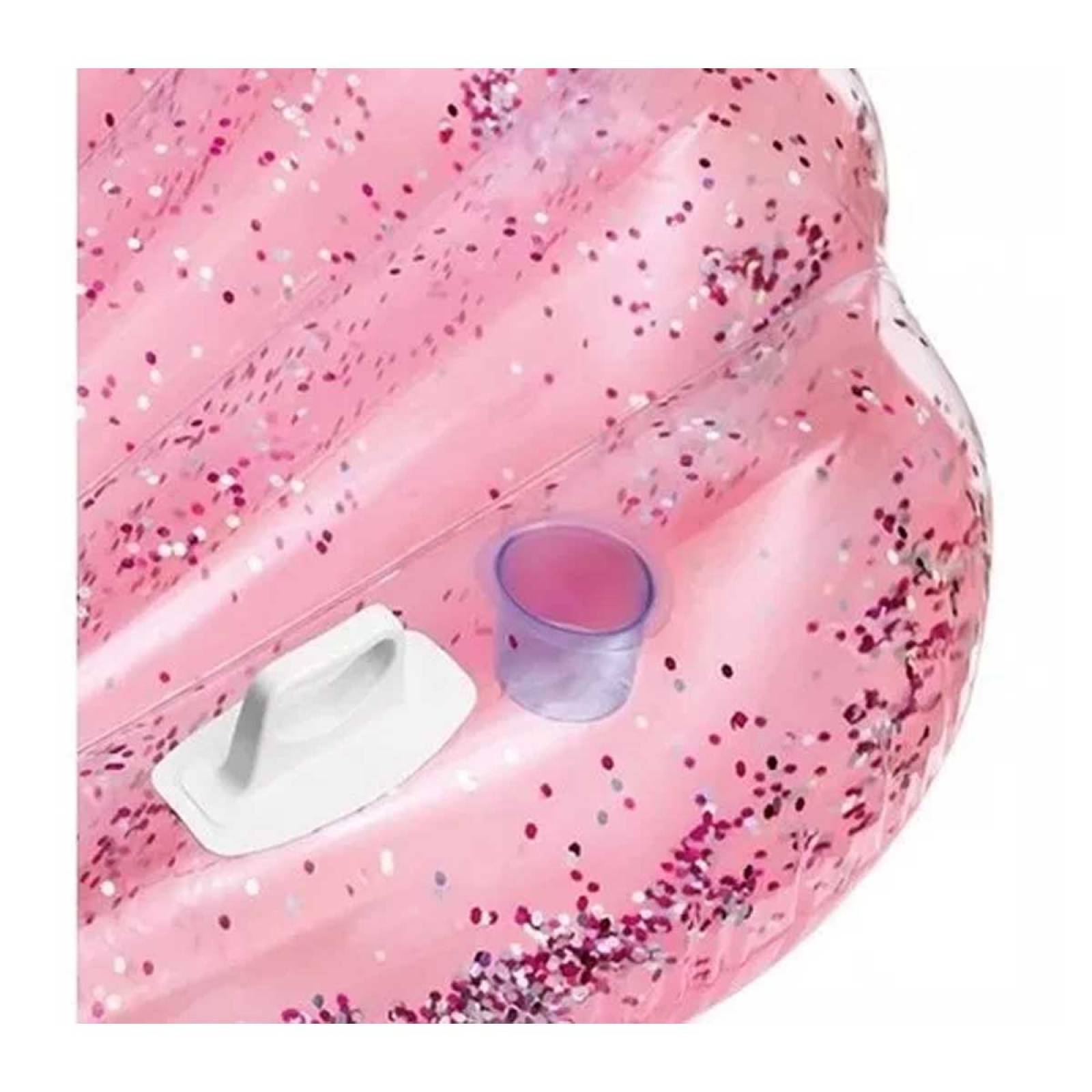 Almeja Concha Rosa Inflable Alberca Glitter Playa Intex 