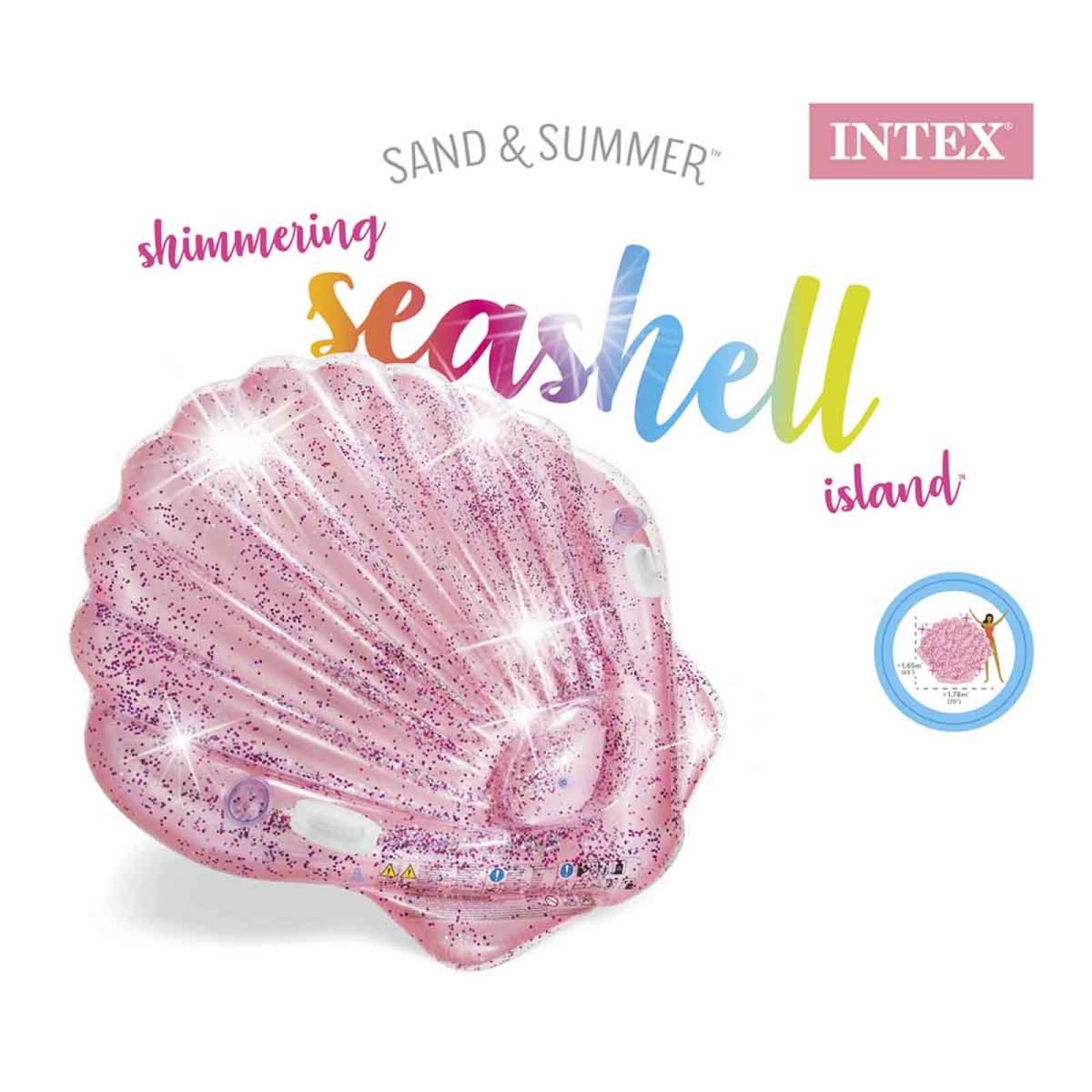 Almeja Concha Rosa Inflable Alberca Glitter Playa Intex 