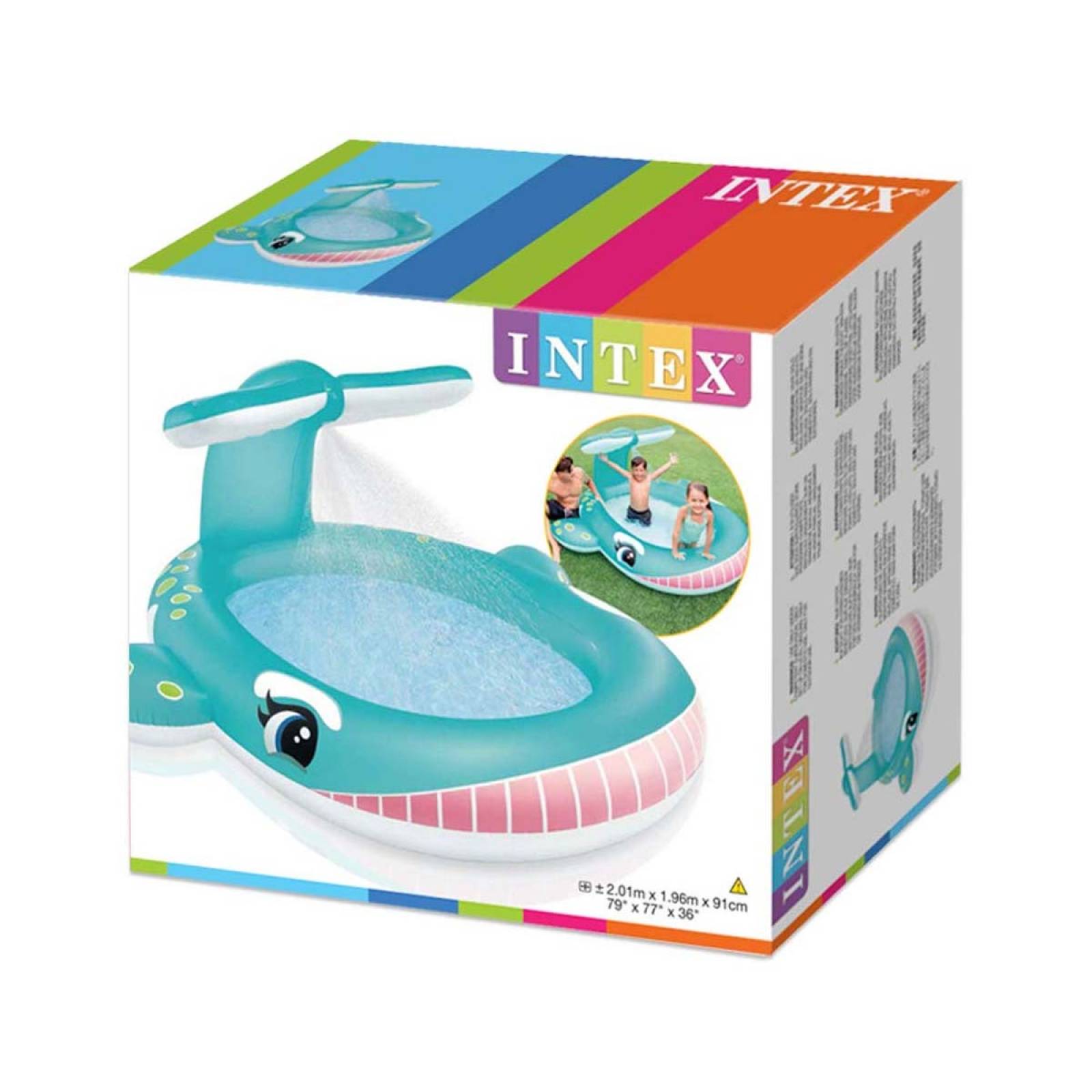 Piscina Alberca Inflable Ballena Azul Aspersor Playa Intex 