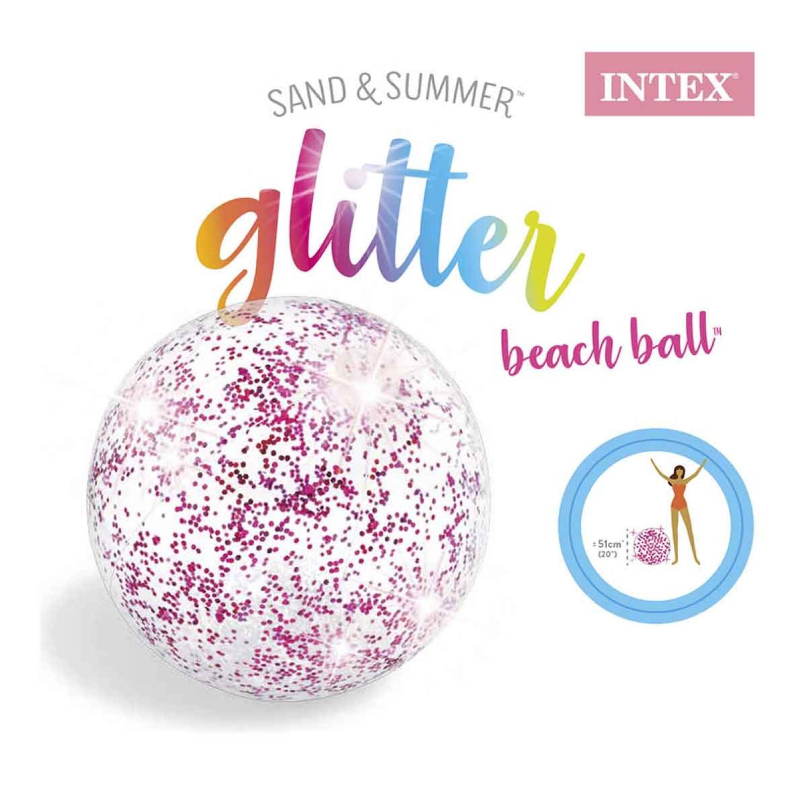 Pelota Inflable Dorada Rosa De Alberca Glitter Playa Intex 1 Multicolor