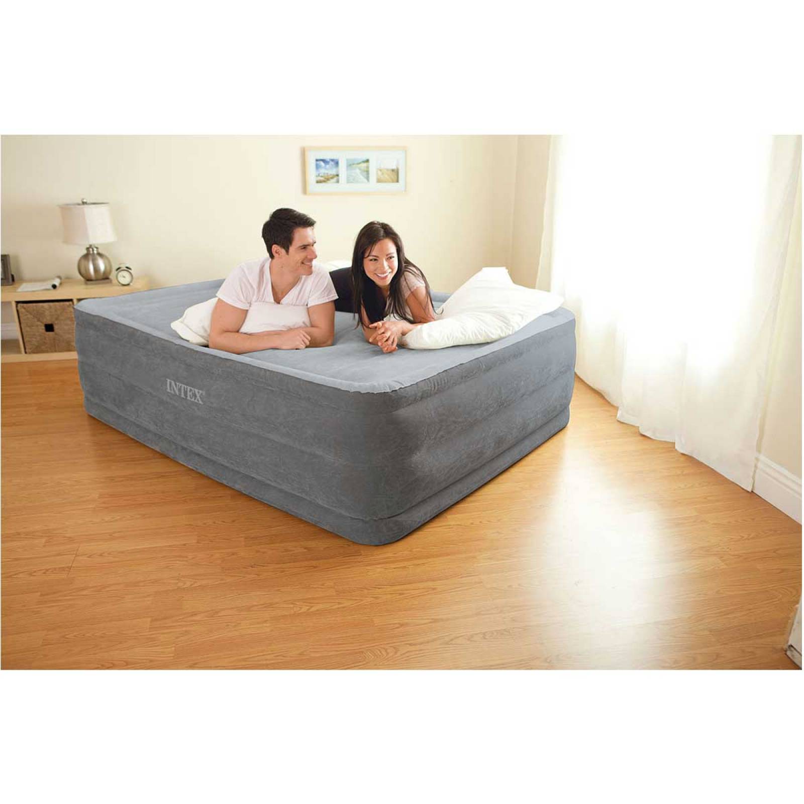 Cama Inflable Queen Premium Doble Alto 1 Pers + Bomba Intex 