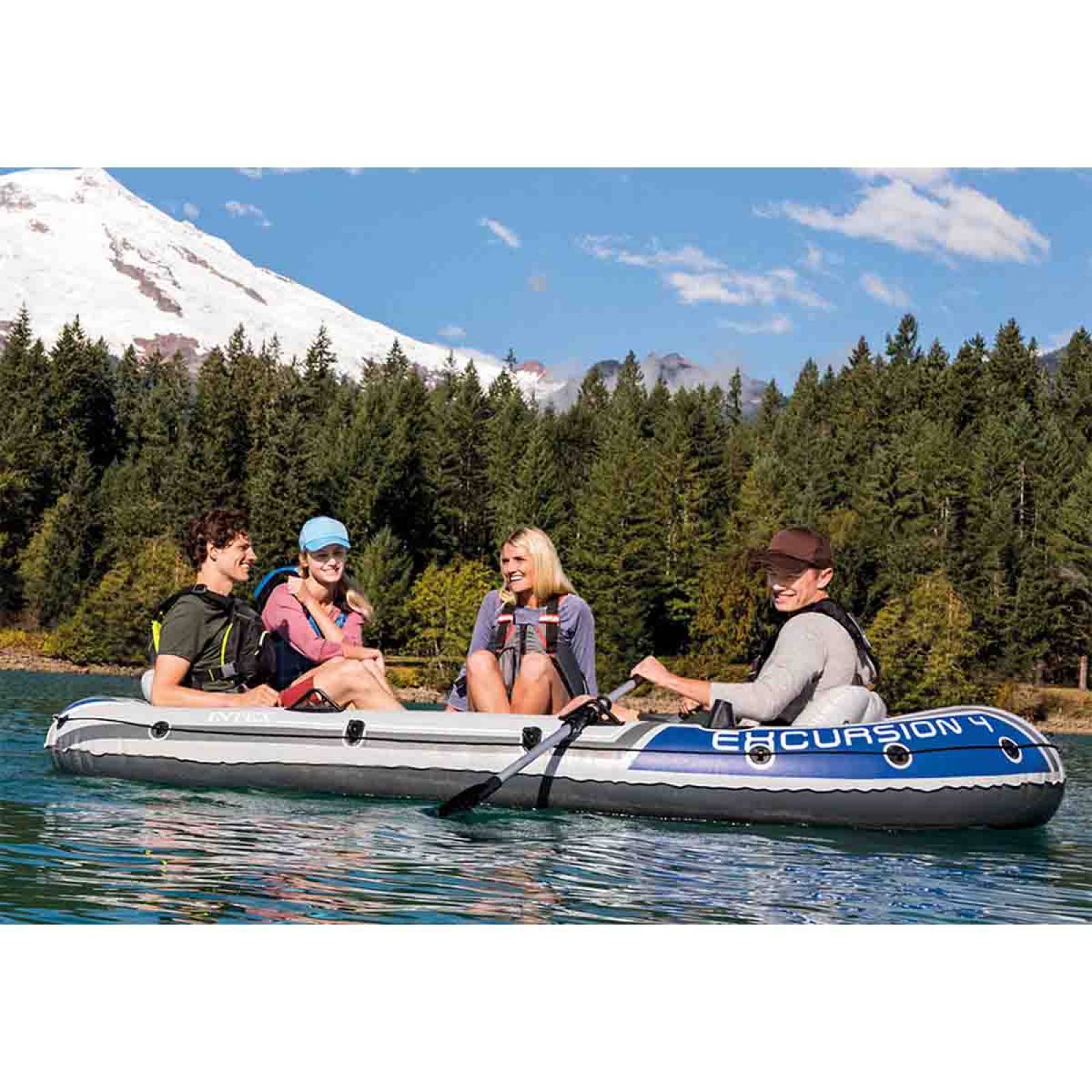 Lancha Inflable 4 Personas Rio + Remos y Bomba 68324NP Intex