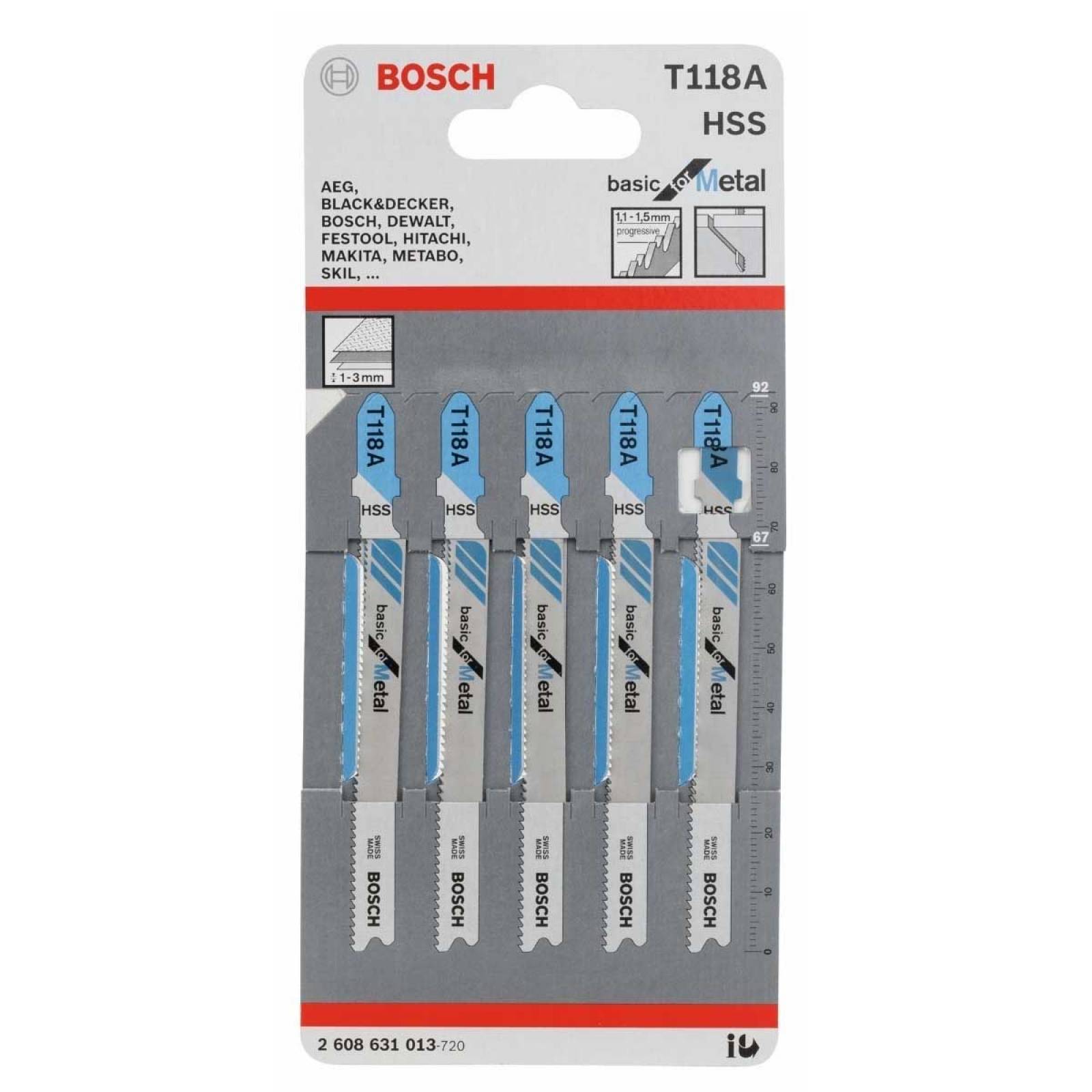 Segueta Caladora "T" Metal 5 P Basica 3 mm T118A 2608668145 Bosch