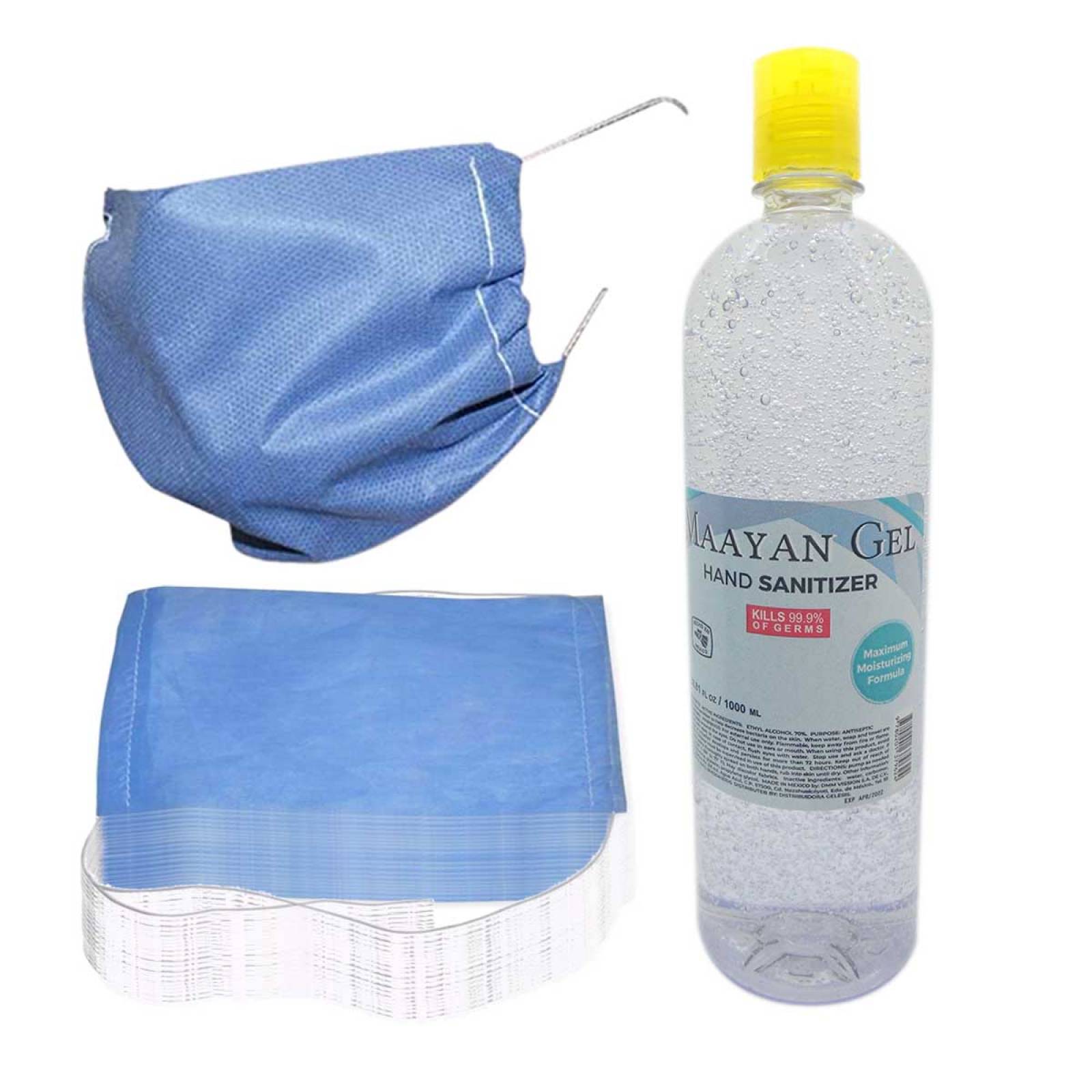 Mascarilla Cubrebocas 100 Pz + Gel Antibacterial 1L De Manos