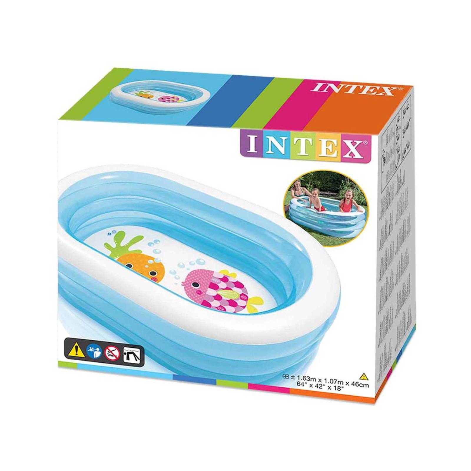 Alberca Piscina Inflable Ovalada 3 Aros 230 L De Niños Intex