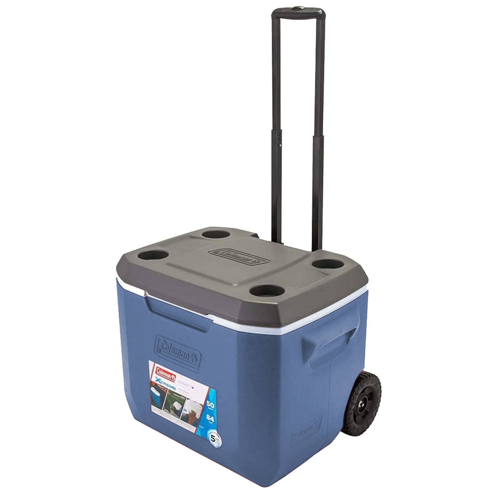 Hielera Ruedas Portavaso Azul 50 Qt Xtreme 84 Latas Coleman