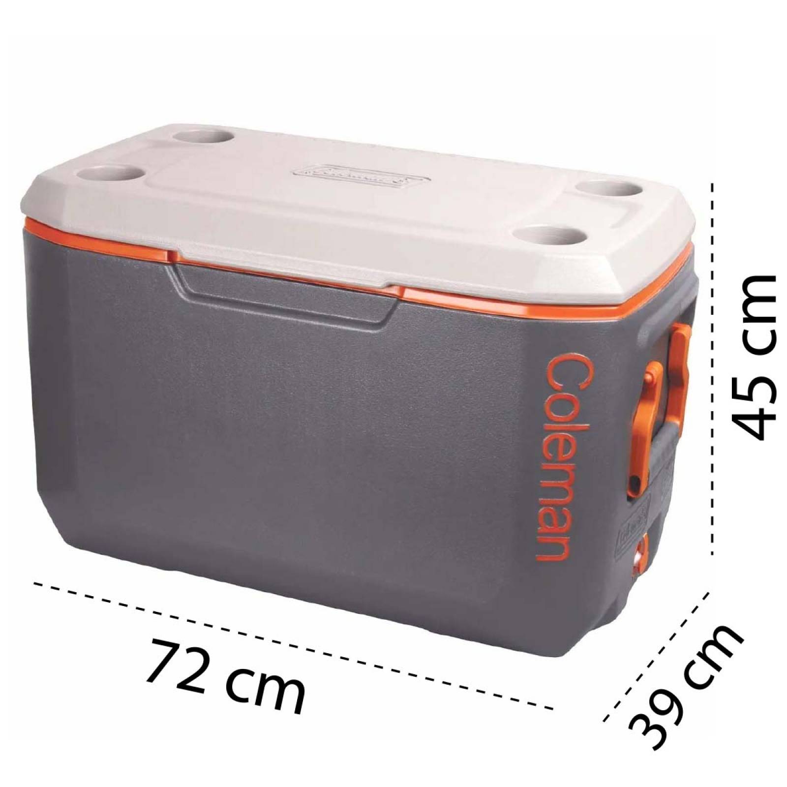 Hielera 70qt Xtreme Gris Naranja Portavaso 100 Latas Coleman 