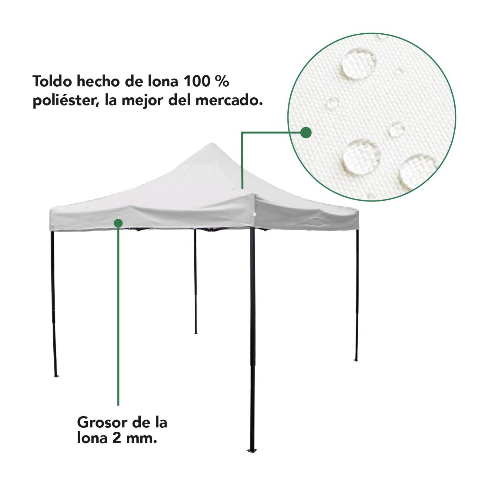 Toldo Carpa Impermeable Plegable De Acero 3x3m Kingsman Blanco