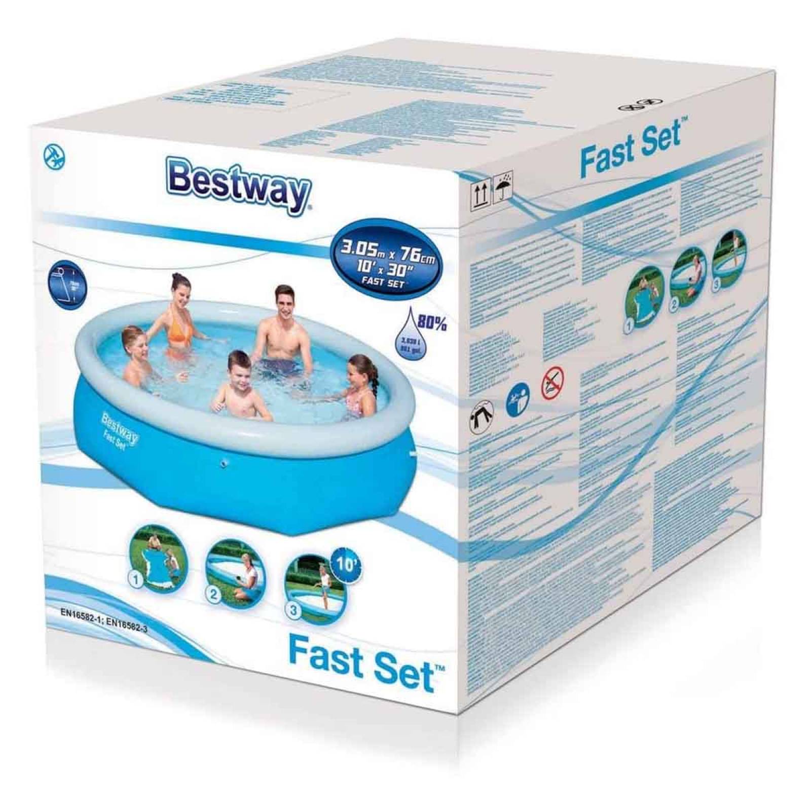 Alberca Piscina Inflable Redonda 305 X 76cm Fast Set Bestway 