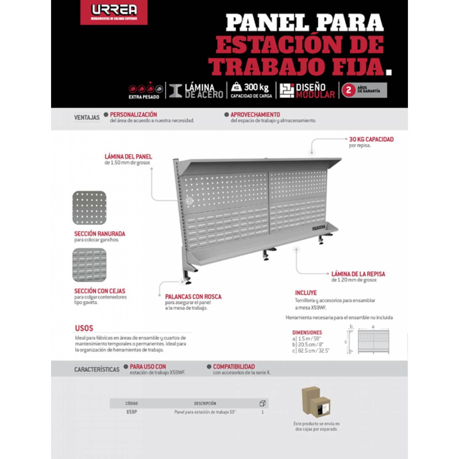 Panel Metallico Estacion Trabajo Facil Instalacion Urrea 