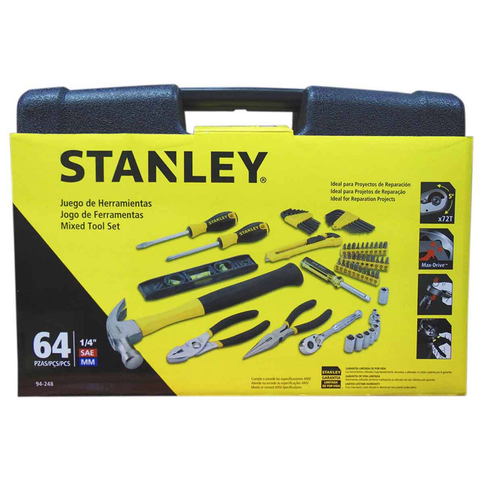 Jgo Herramienta Manual Martillo Pinzas Nivel 65pz Stanley 