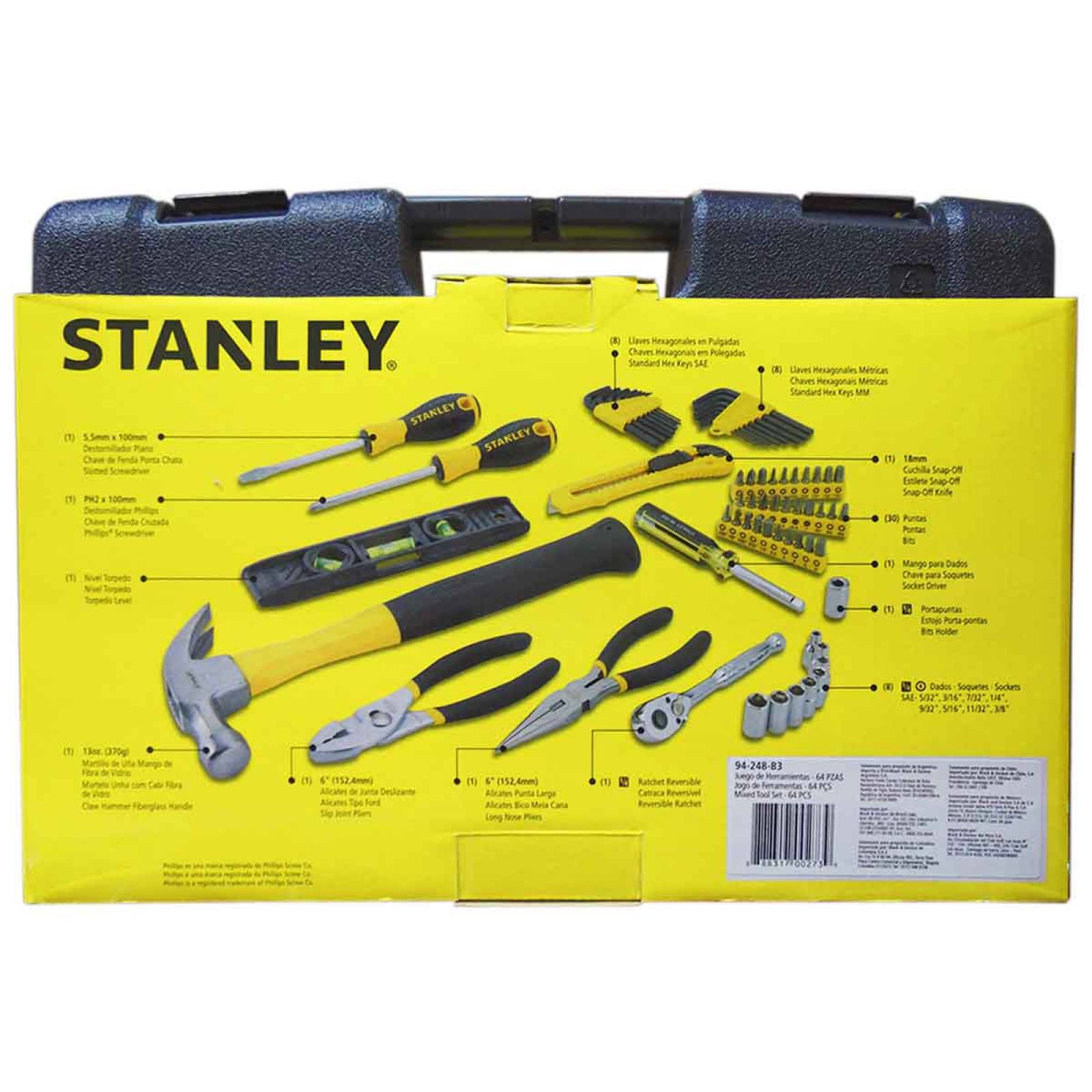 Jgo Herramienta Manual Martillo Pinzas Nivel 65pz Stanley 