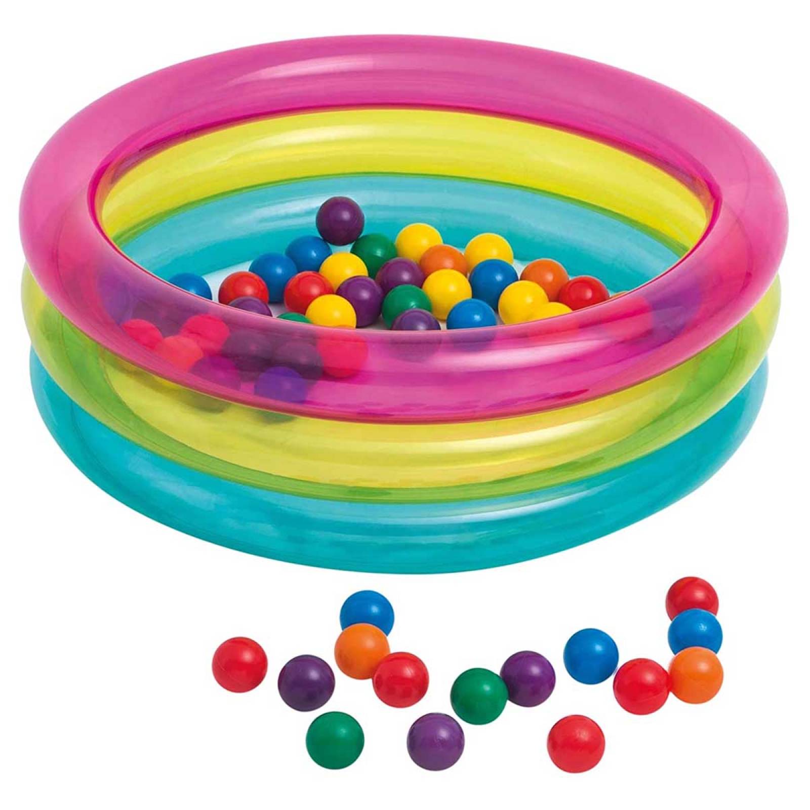 Alberca Piscina Inflable Aros Para Niños + 50 Pelotas Intex 