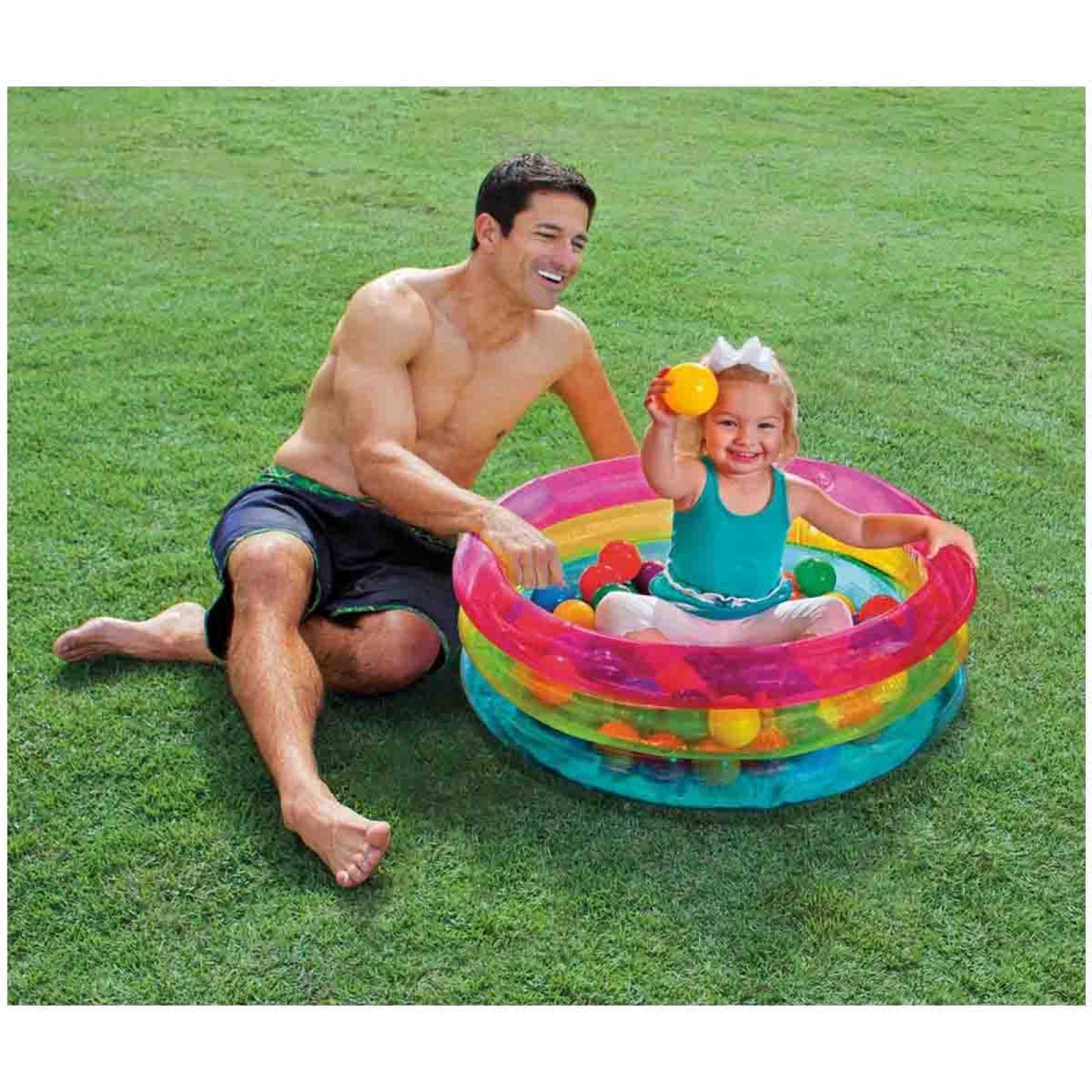 Alberca Piscina Inflable Aros Para Niños + 50 Pelotas Intex 