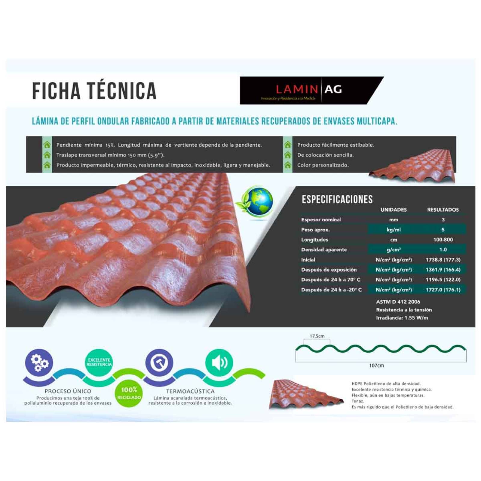 Lamina De Plastico Tipo Teja 3.76 M Casa Granja Almacenes