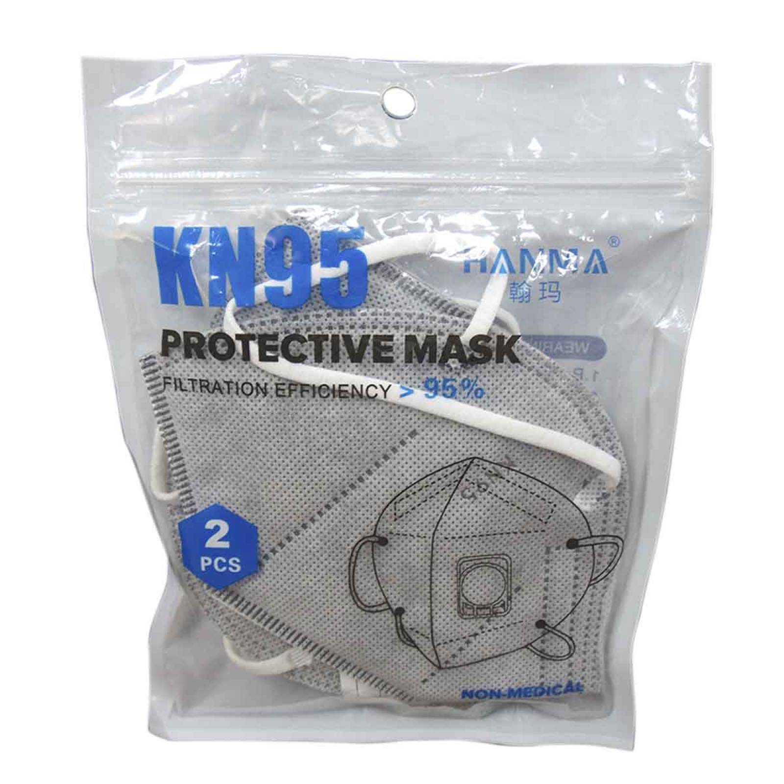 Mascarilla Cubrebocas Kn95 N95 Valvula Filtro 2Pz Color Gris