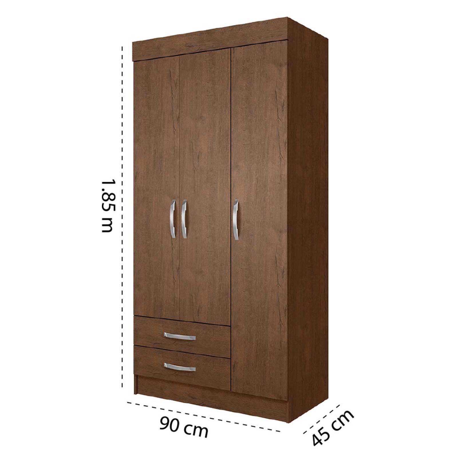 Ropero Closet Armario Mueble Moderno 3 Puertas 2cajones Casa 