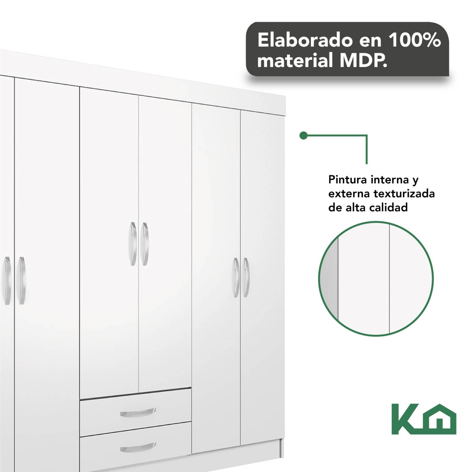 Ropero Closet Armario Mueble Moderno 6 Puertas 2cajones Casa