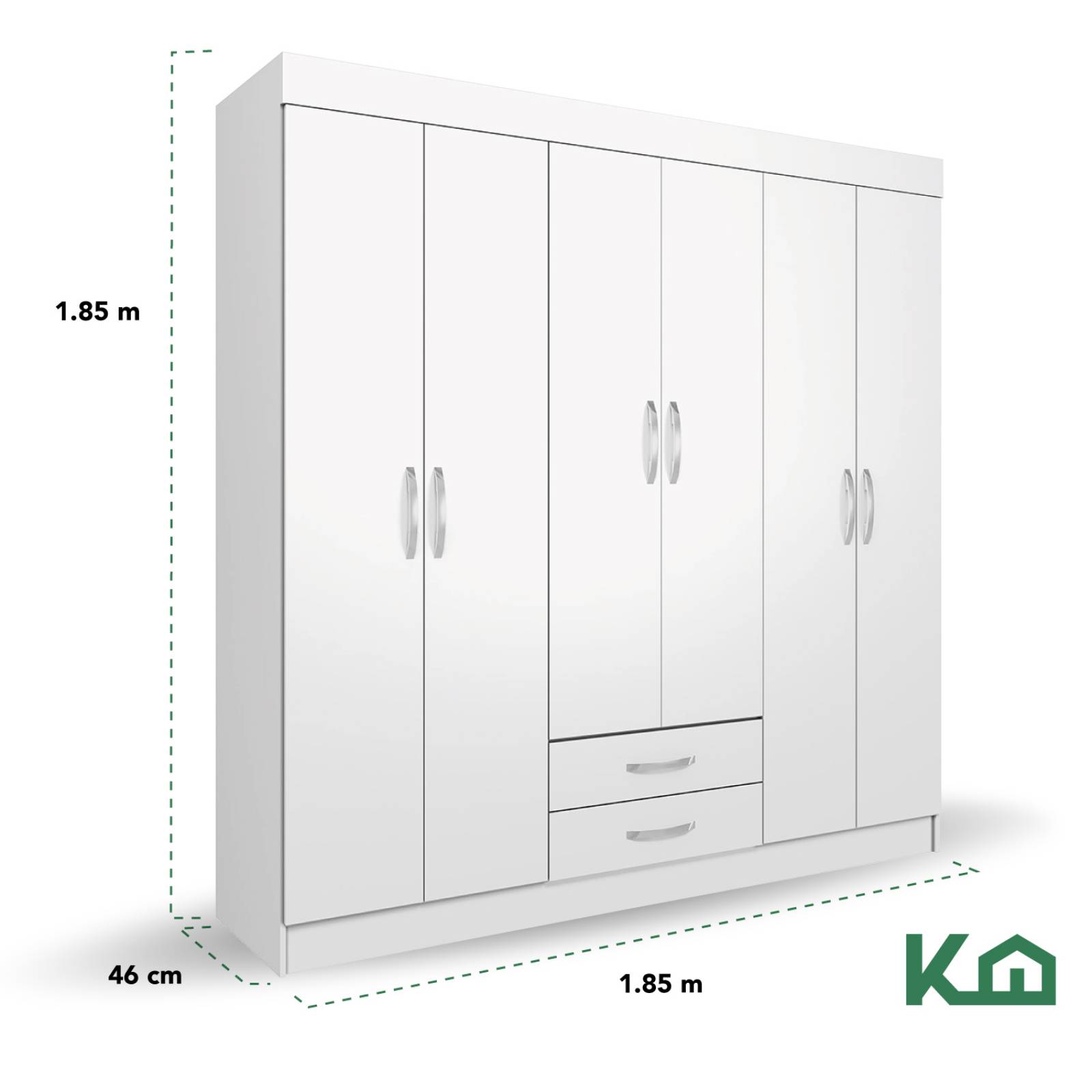 Ropero Closet Armario Mueble Moderno 6 Puertas 2cajones Casa