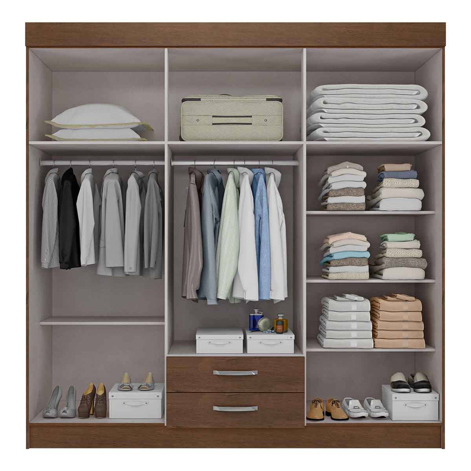 Closet Ropero Armario Moderno Mueble 6 Puertas 2 Cajones