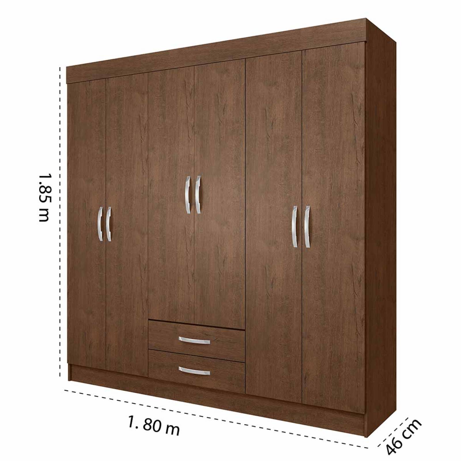 Closet Ropero Armario Moderno Mueble 6 Puertas 2 Cajones