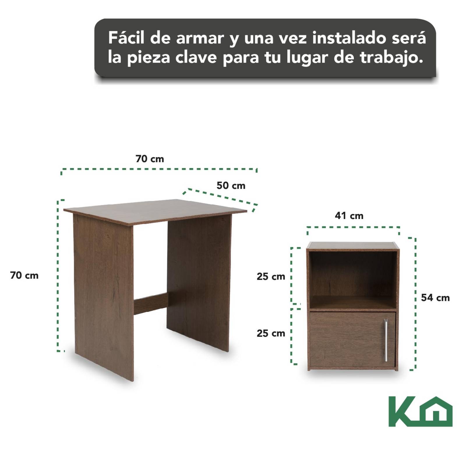 Combo Escritorio + Estante 3 Niveles + Estante Casa Oficina Tabaco