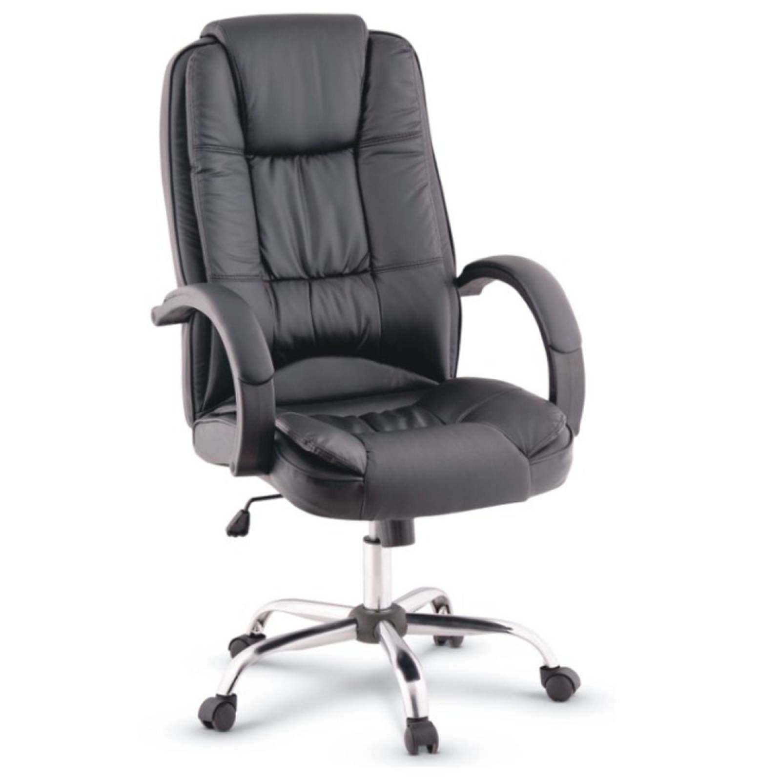 Silla De Oficina Ejecutiva Ergonomica Vinipiel Base Cromada 