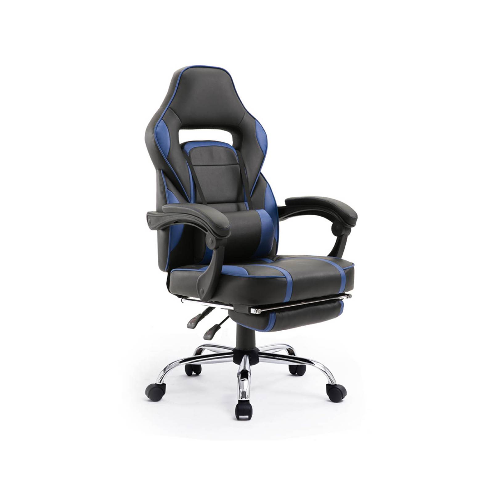 Silla Gamer Ergonomica Ajustable Base Cromada Con Reposapies 