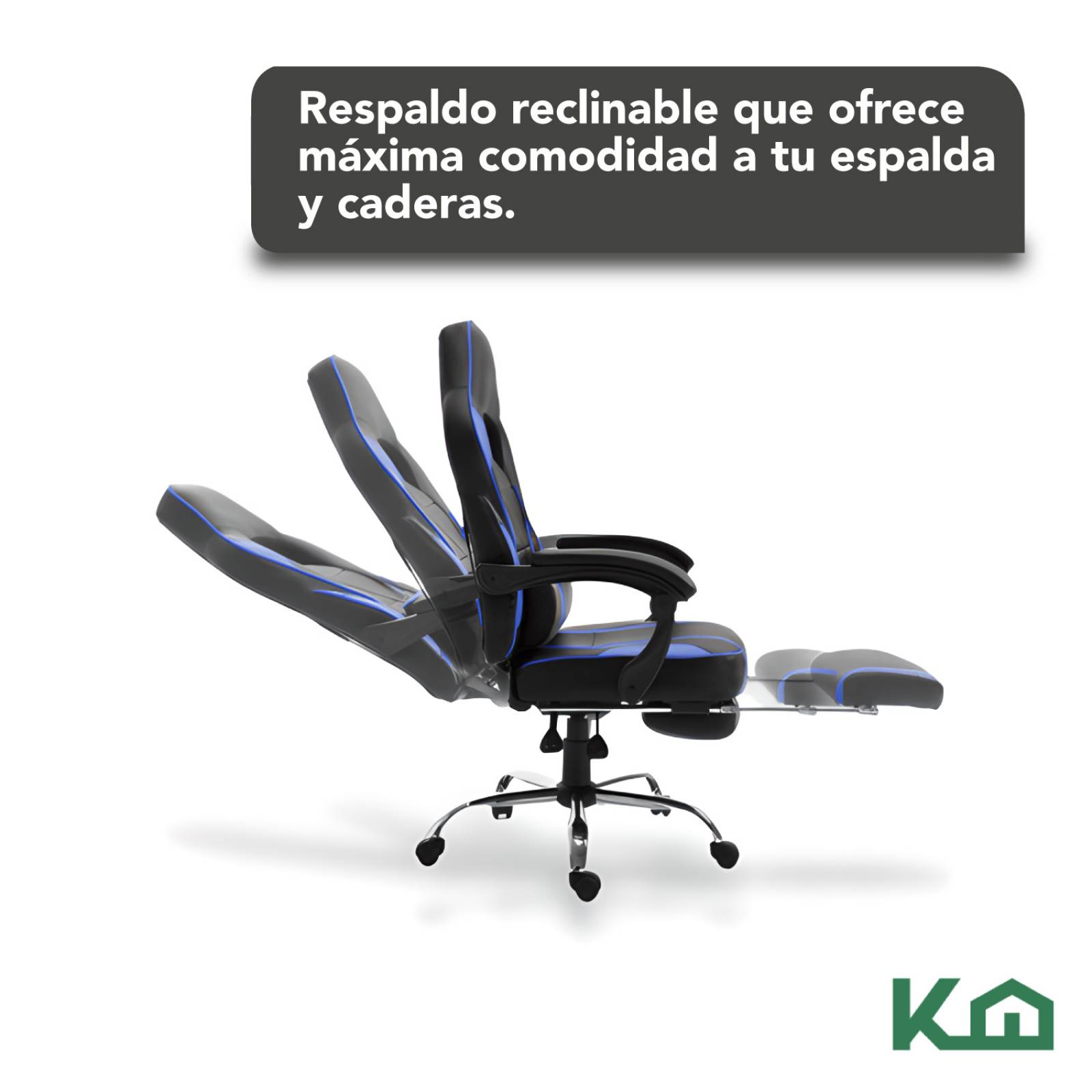 Silla Gamer Ergonomica Ajustable Base Cromada Con Reposapies 