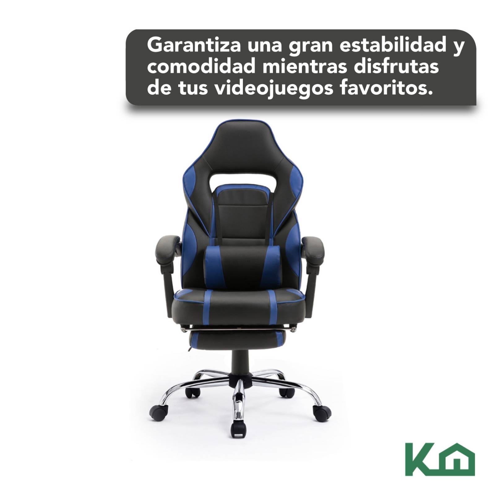 Silla Gamer Ergonomica Ajustable Base Cromada Con Reposapies 