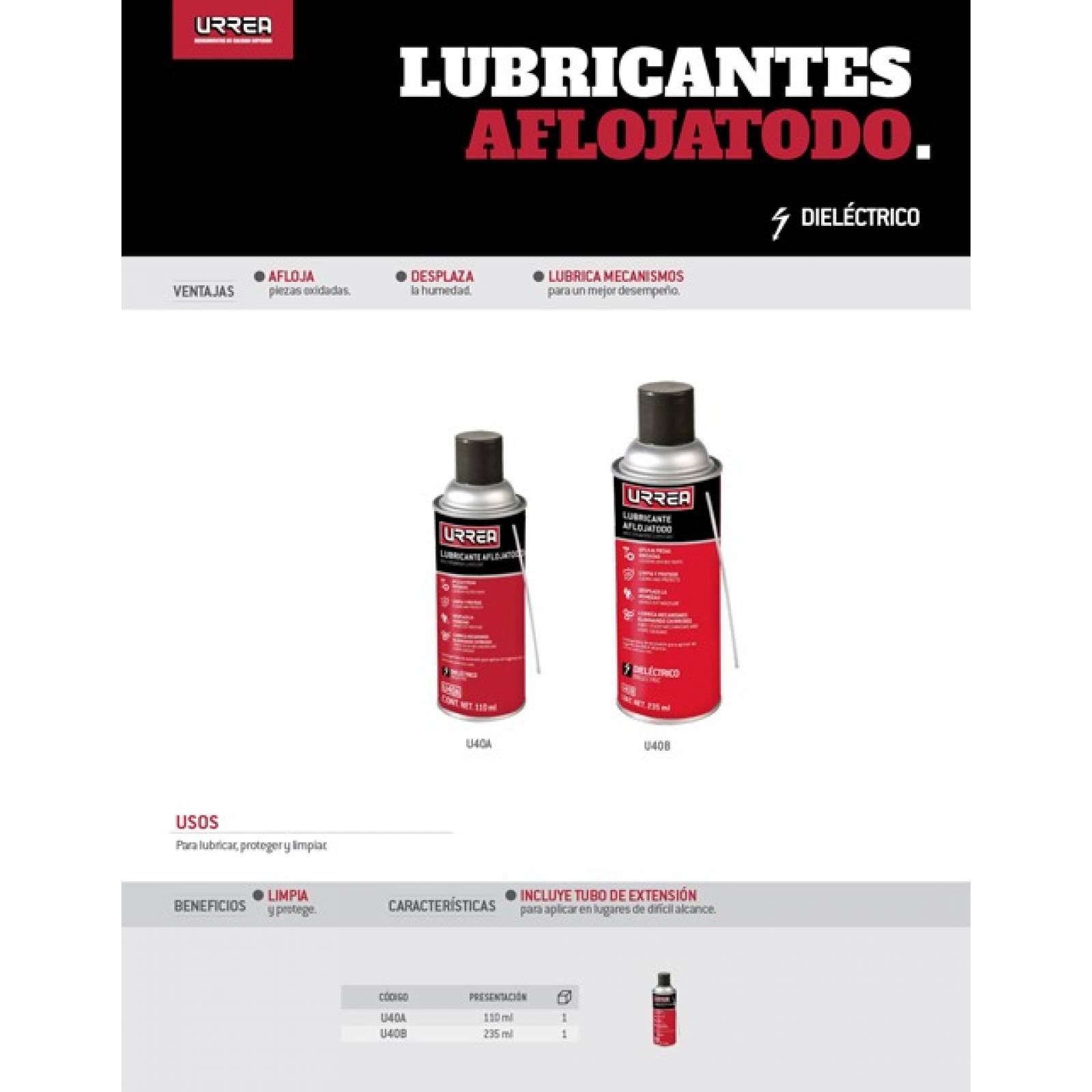 Aceite Aflojatodo Lubricante Dielectrico Aerosol 235ml Urrea 