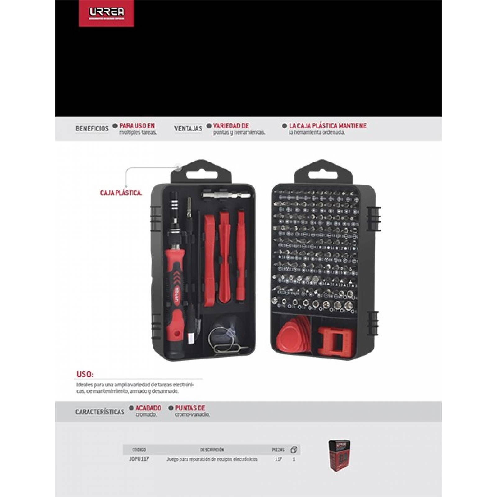 Kit Desarmador Destornillador Reparacion Celular 117pz Urrea 