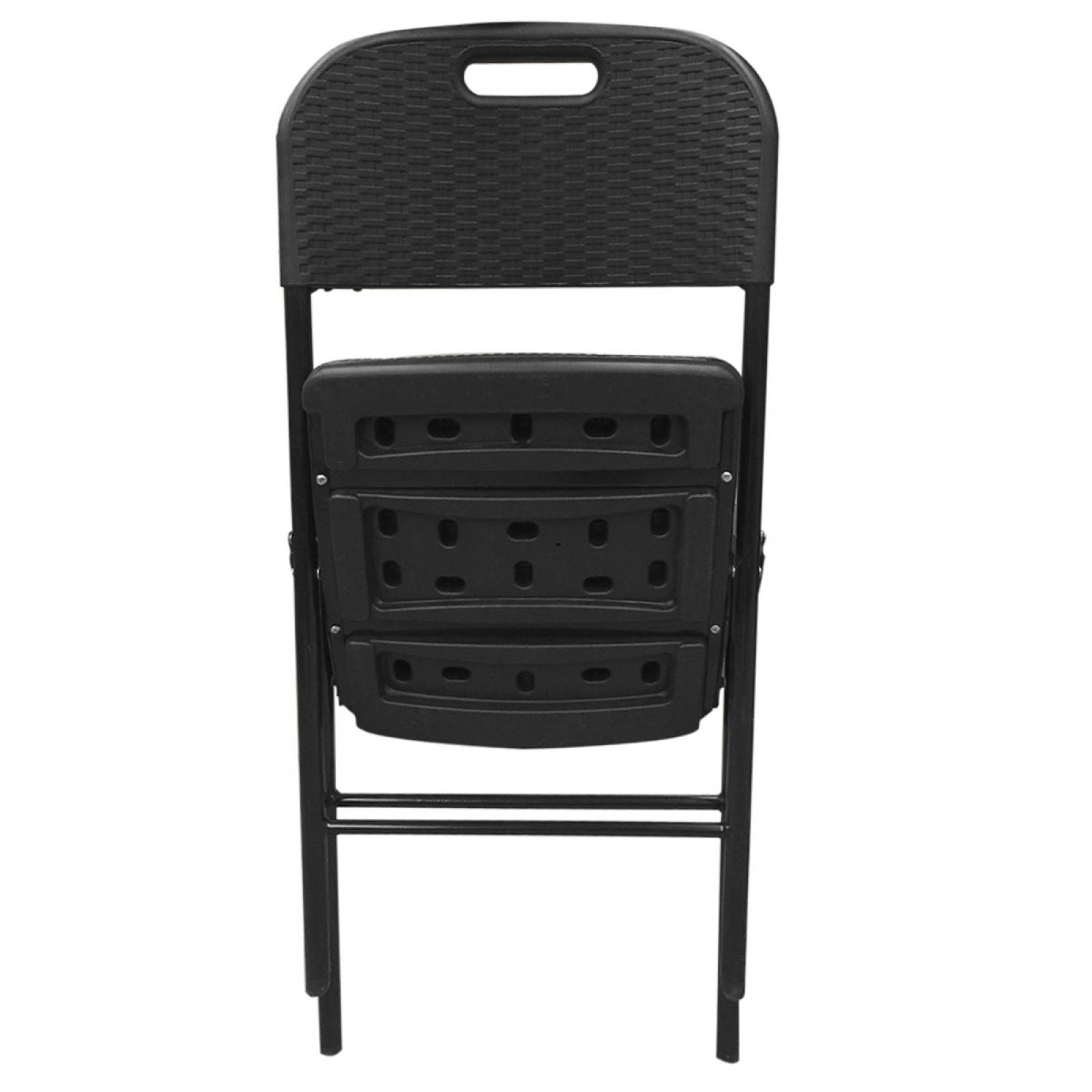 Silla Plegable Negra De Plastico Fiesta Eventos Jardin Hogar