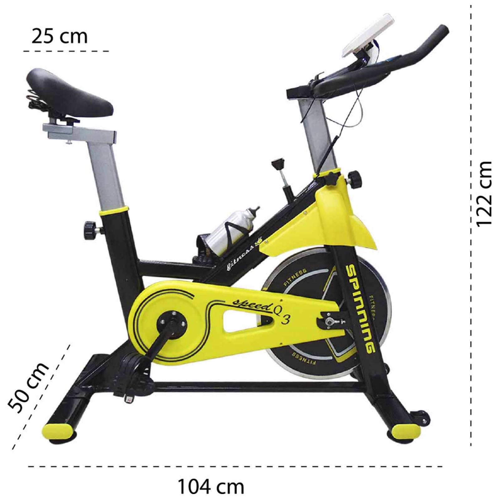 Bicicleta Spinning Fitness Estatica De Ejercicio Hogar Gym Amarillo/Negro