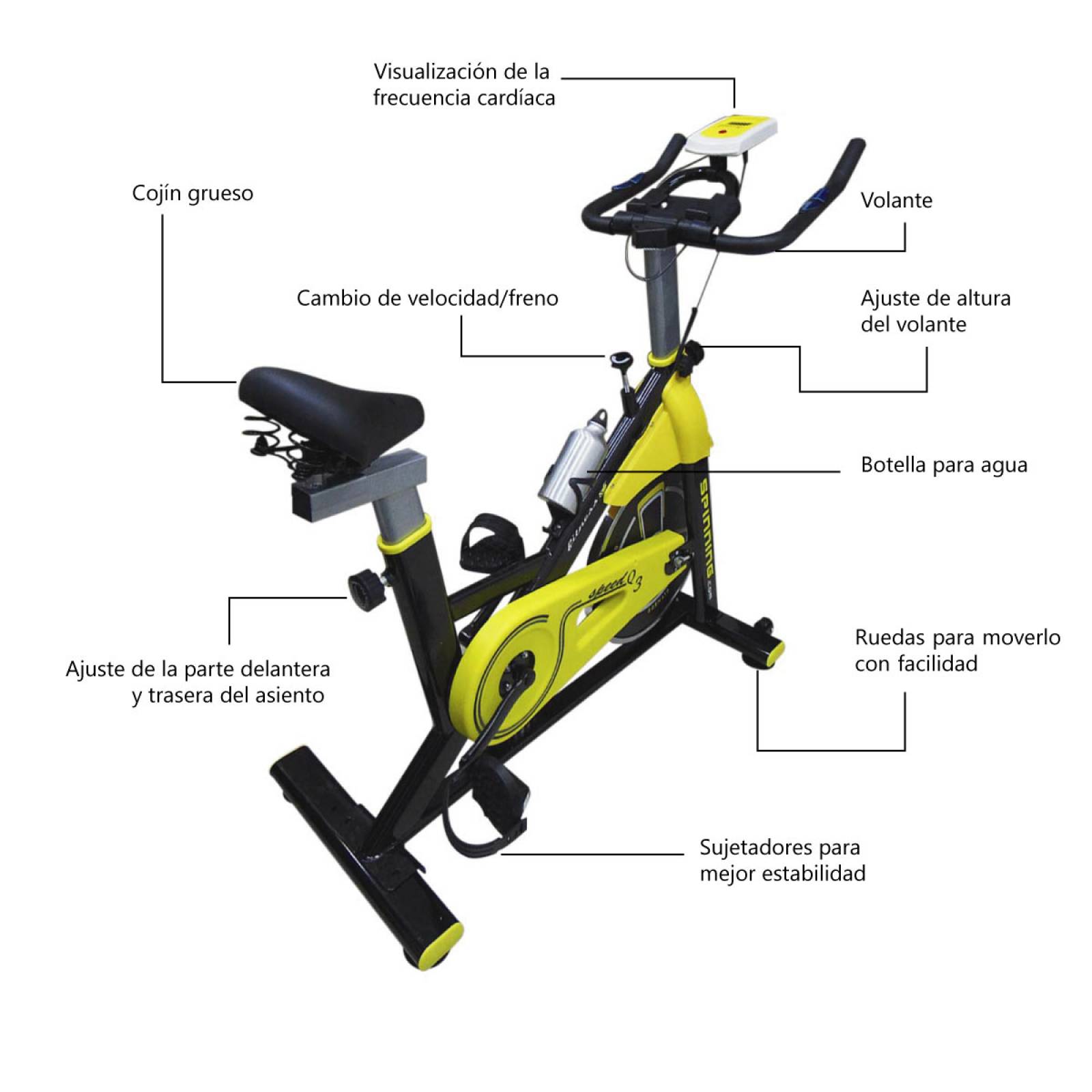 Bicicleta Spinning Fitness Estatica De Ejercicio Hogar Gym Amarillo/Negro