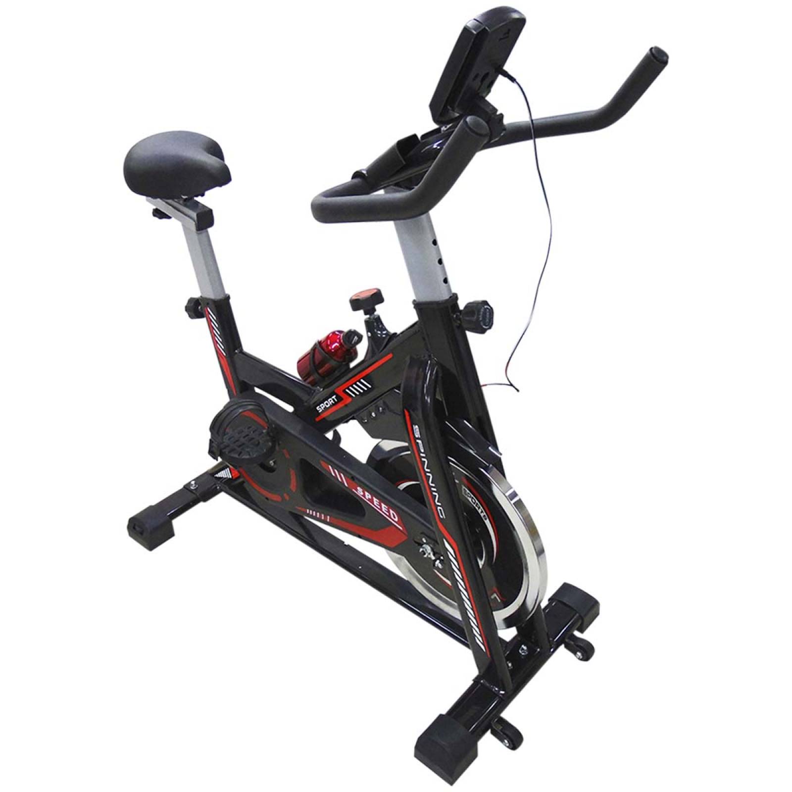 Bicicleta Spinning Fitness Estatica De Ejercicio Hogar Gym Rojo/Negro
