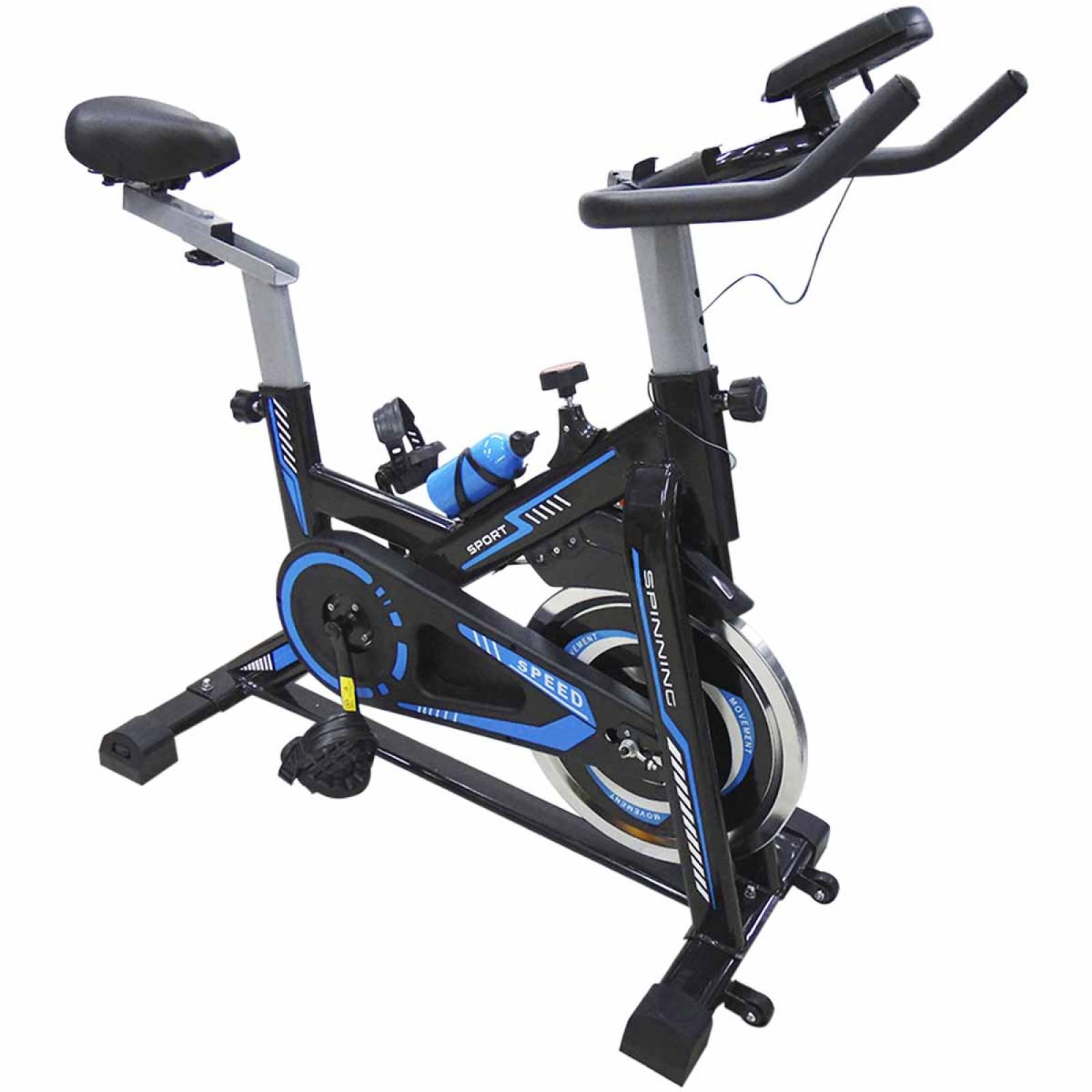 Bicicleta Spinning Fitness Estatica De Ejercicio Hogar Gym Azul/Negro