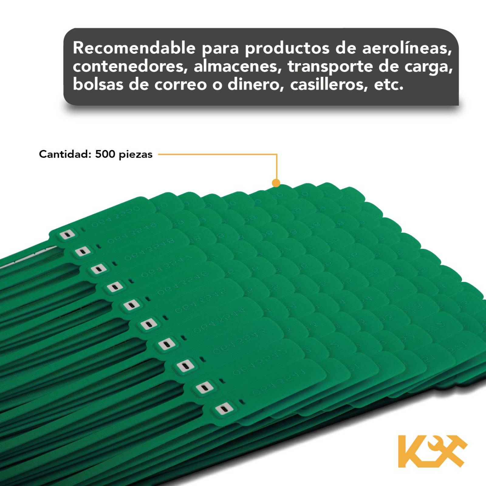 Cintillo Sello De Seguridad Cinchos 40cm Foliados 500 Pzs Verde